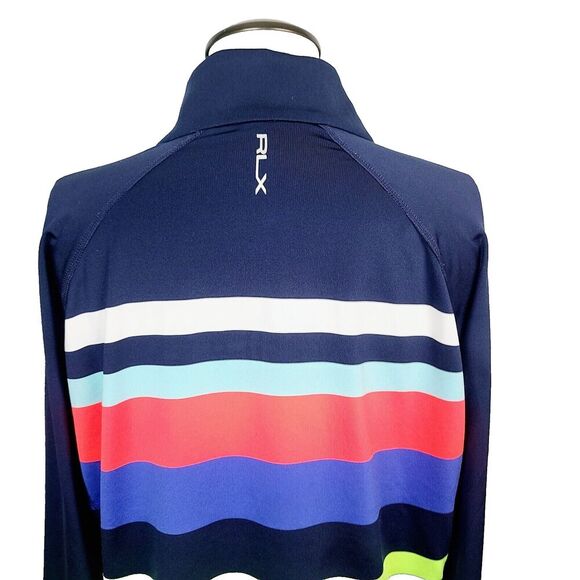 NWOT RLX Ralph Lauren Performance Striped Quarter Zip In‎ Surf Stripes XL Multi - Picture 5 of 11